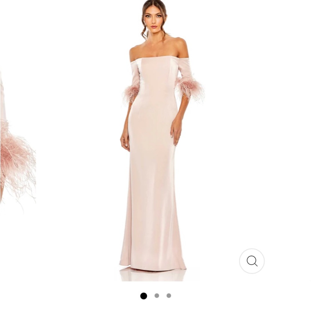 Macduggal feather gown blush NWT